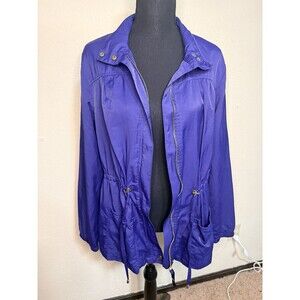 Island Republic Women's Drawstring Jacket Size Large Blue Coastal Full Zip Beach